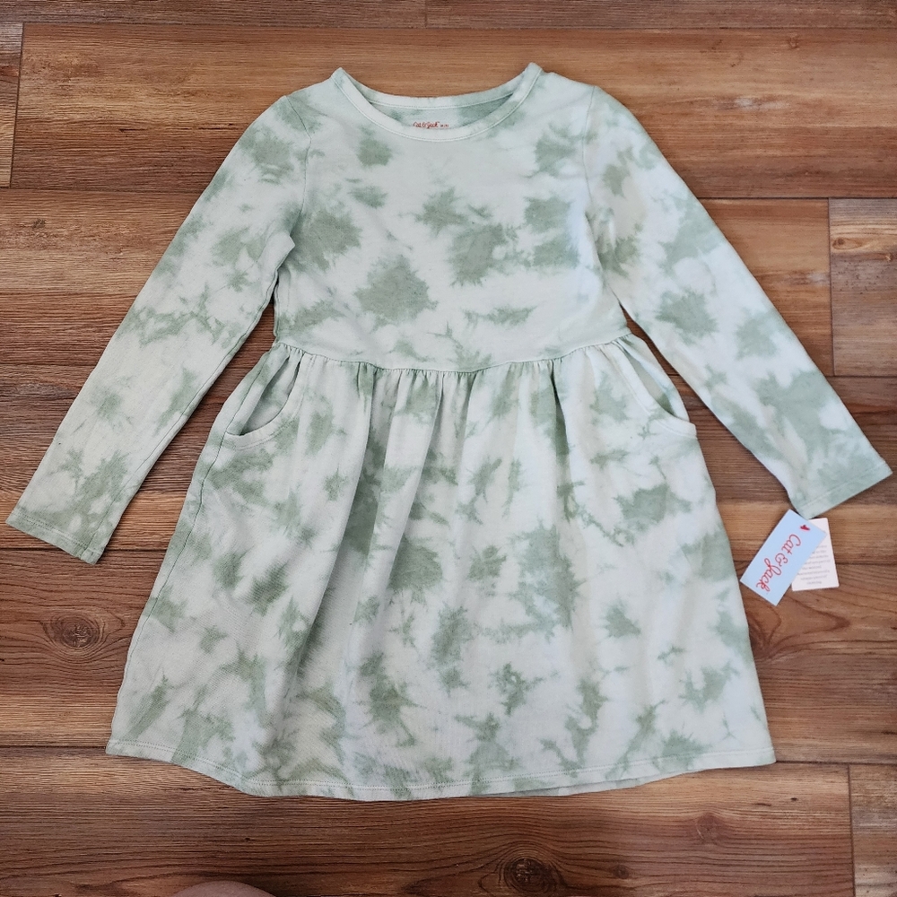 Cat & Jack Casual Dress Girls M Green Tie-Dye NEW